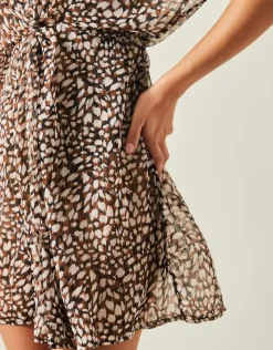 Accessorize Animal Print Chiffon Kaftan Brown