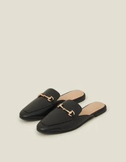 Accessorize Backless Metal Bar Loafers Black
