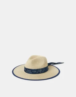 Accessorize Bandana Straw Fedora Hat