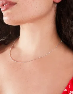Accessorize Beaded Chain Necklace Silver