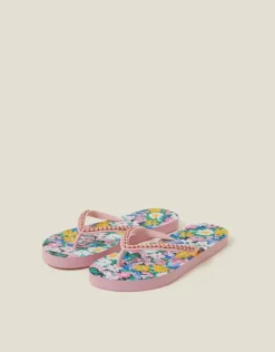 Accessorize Beaded Floral Flip Flops Multi