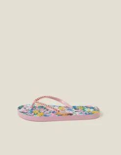 Accessorize Beaded Floral Flip Flops Multi