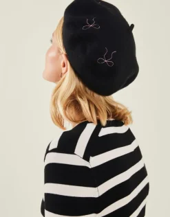 Accessorize Bow Stitch Wool Beret