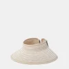 Accessorize Bow Stripe Packable Sun Visor Natural