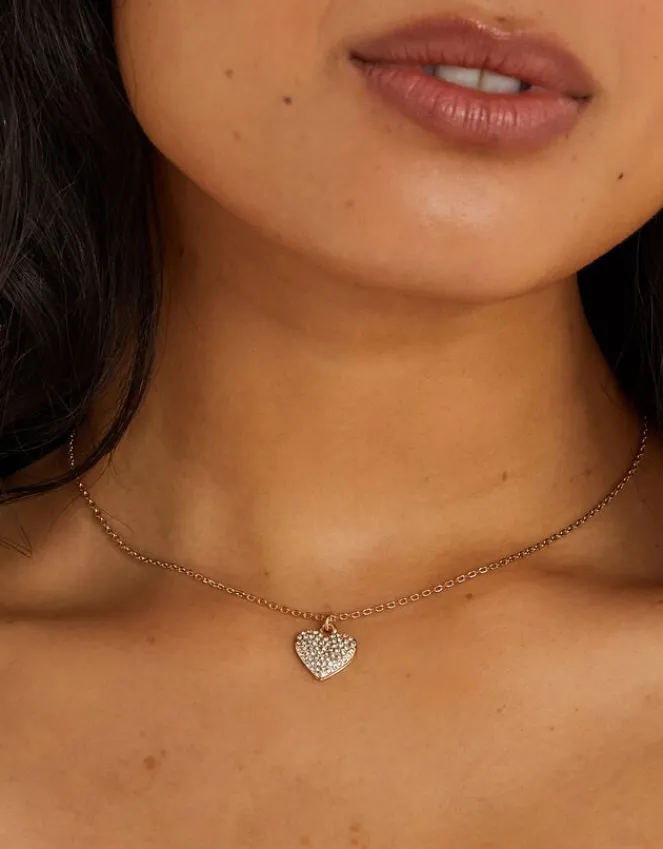 Accessorize Boxed Pavé Heart Pendant Necklace