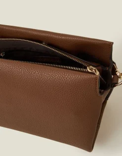 Accessorize Braid Strap Faux Leather Cross-Body Bag Tan