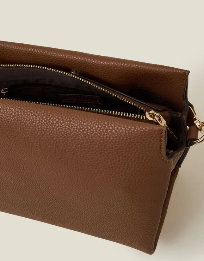 Accessorize Braid Strap Faux Leather Cross-Body Bag Tan