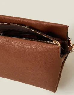 Accessorize Braid Strap Faux Leather Cross-Body Bag Tan