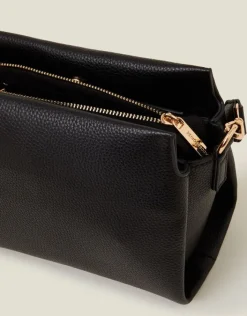 Accessorize Braid Strap Faux Leather Cross-Body Bag Black