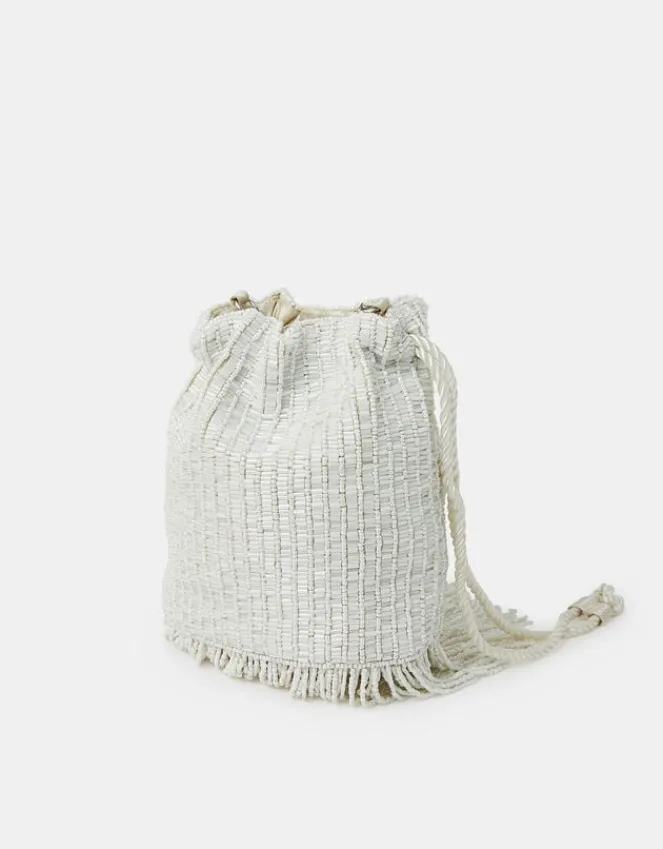Accessorize Bridal Bead Fringe Bucket Bag