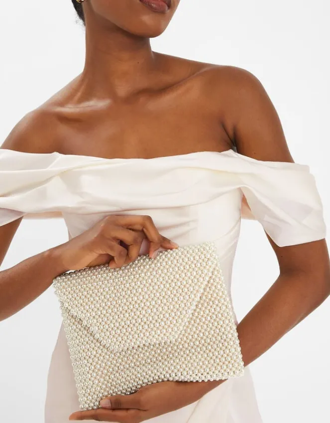 Accessorize Bridal Pearl Envelope Clutch Bag