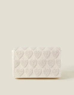 Accessorize Bridal Pearl Heart Clutch Bag