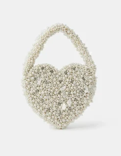 Accessorize Bridal Pearl Heart Handbag