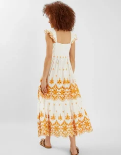 Accessorize Broderie Frilly Sleeve Maxi Dress White