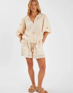 Accessorize Broderie High Waist Shorts Cream