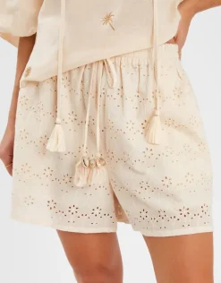 Accessorize Broderie High Waist Shorts Cream