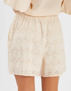 Accessorize Broderie High Waist Shorts Cream