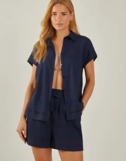 Accessorize Cap Sleeve Boxy Shirt Blue