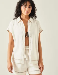 Accessorize Cap Sleeve Boxy Shirt Camel