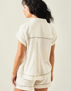 Accessorize Cap Sleeve Boxy Shirt Camel