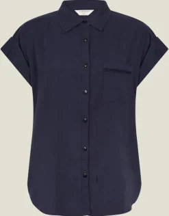 Accessorize Cap Sleeve Pocket Shirt Blue