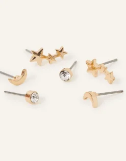 Accessorize Celestial Stud Earrings Set of Three