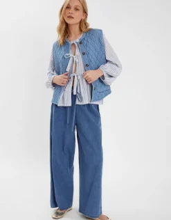 Accessorize Chambray Quilted Waistcoat Blue