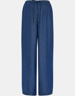 Accessorize Chambray Wide Leg Trousers Blue