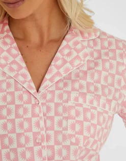 Accessorize Checkerboard Sun Print Short Pyjamas Set Pink