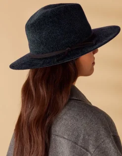 Accessorize Chenille Packable Fedora Hat Blue