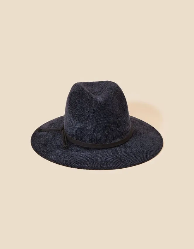 Accessorize Chenille Packable Fedora Hat Blue