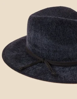 Accessorize Chenille Packable Fedora Hat Blue