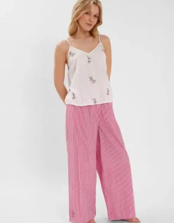 Accessorize Cherry Embroidered Long Pyjamas Set Red