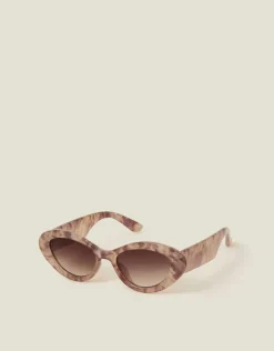 Accessorize Chunky Marble Cat Eye Sunglasses Pink