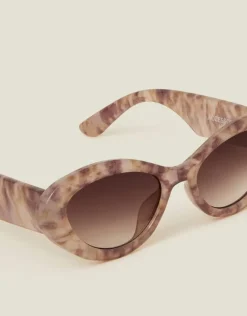 Accessorize Chunky Marble Cat Eye Sunglasses Pink