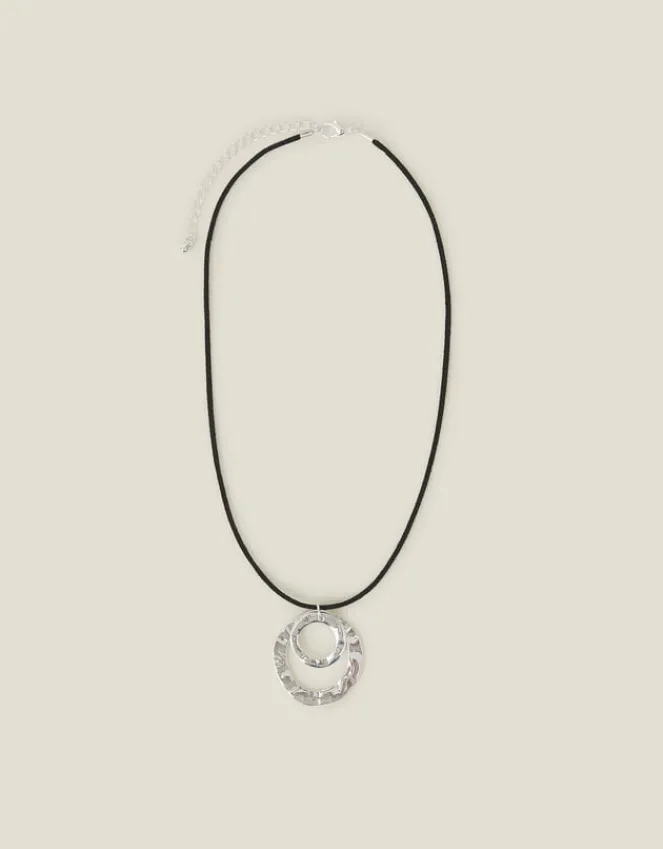 Accessorize Circle Pendant Cord Necklace