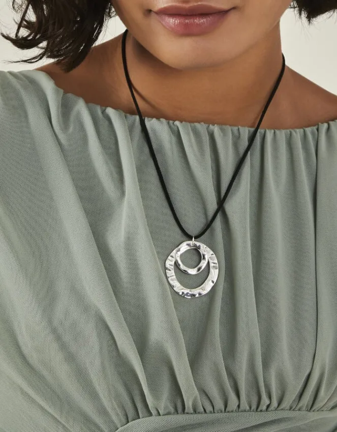 Accessorize Circle Pendant Cord Necklace
