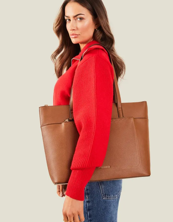Accessorize Classic Pocket Tote Bag Tan