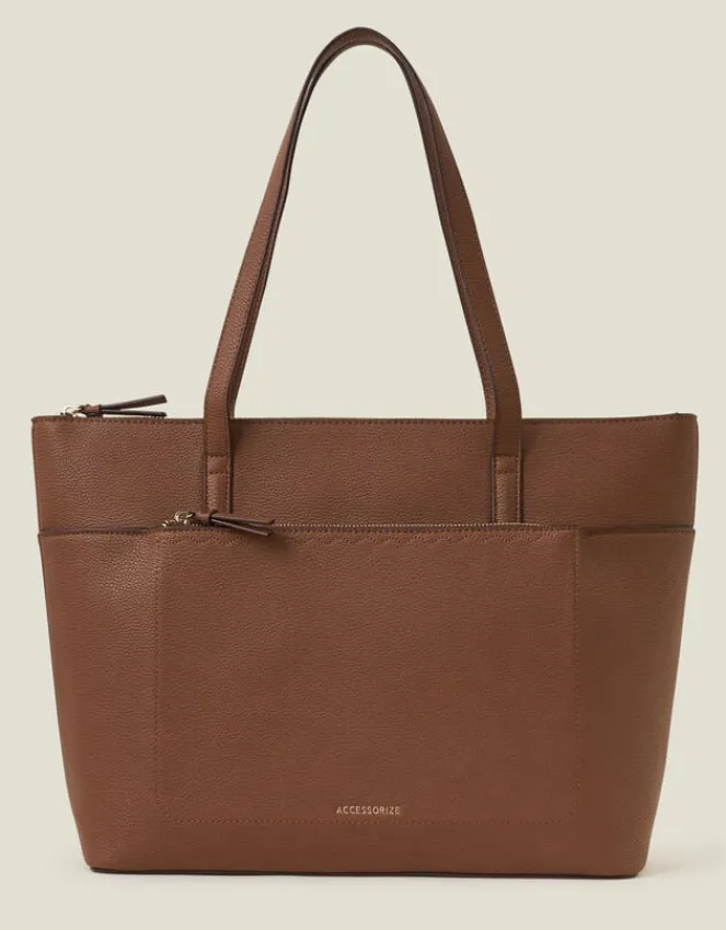 Accessorize Classic Pocket Tote Bag Tan