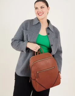 Accessorize Classic Zip Around Backpack Tan
