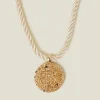 Accessorize Coin Pendant Cord Necklace Gold