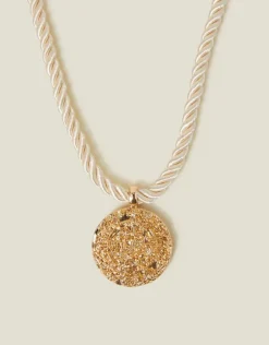 Accessorize Coin Pendant Cord Necklace Gold