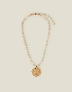 Accessorize Coin Pendant Cord Necklace Gold