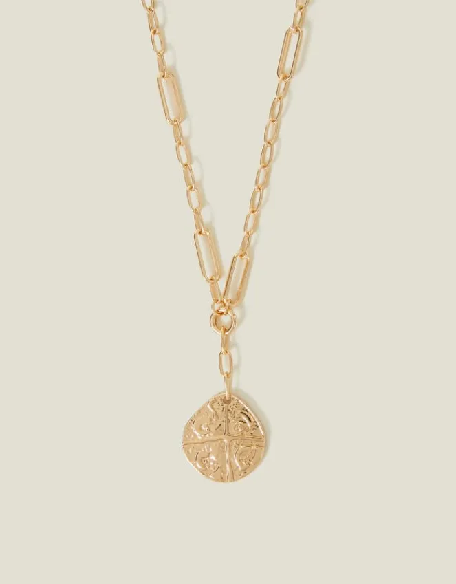 Accessorize Coin Pendant Link Chain Necklace