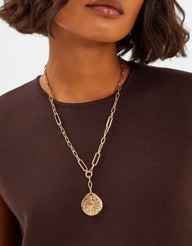 Accessorize Coin Pendant Link Chain Necklace