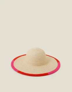 Accessorize Colourful Trim Floppy Straw Hat
