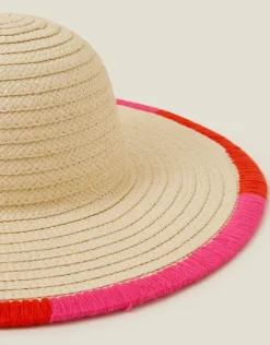 Accessorize Colourful Trim Floppy Straw Hat