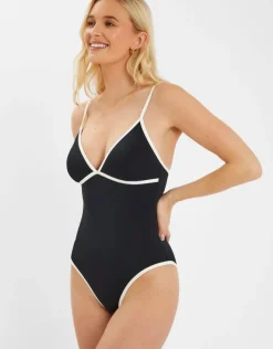 Accessorize Contrast V-Neck Swimsuit Black