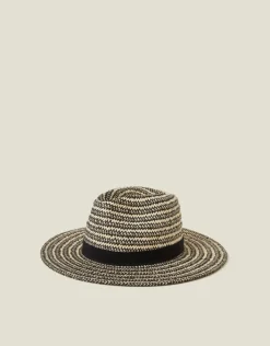 Accessorize Contrast Woven Straw Hat