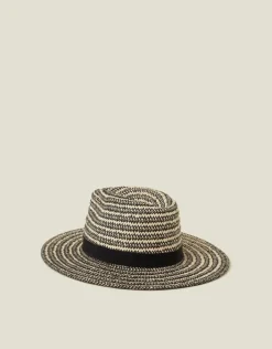 Accessorize Contrast Woven Straw Hat